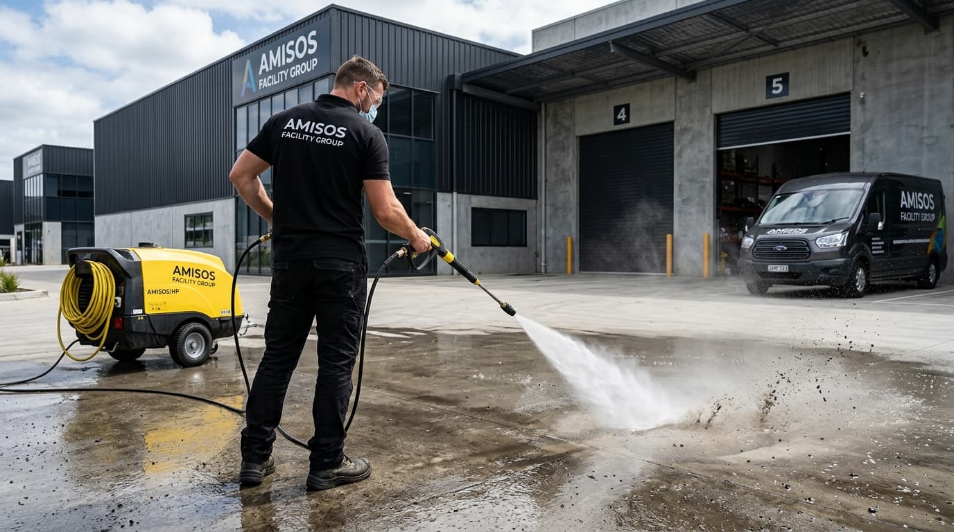 Hoge druk reiniging van buitenterrein